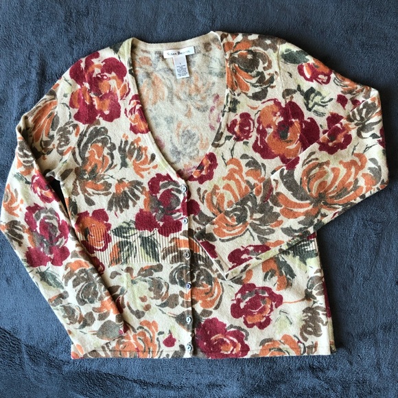 Susan Bristol Sweaters - Susan Bristol Sweater Jacket Floral Wool Angora L